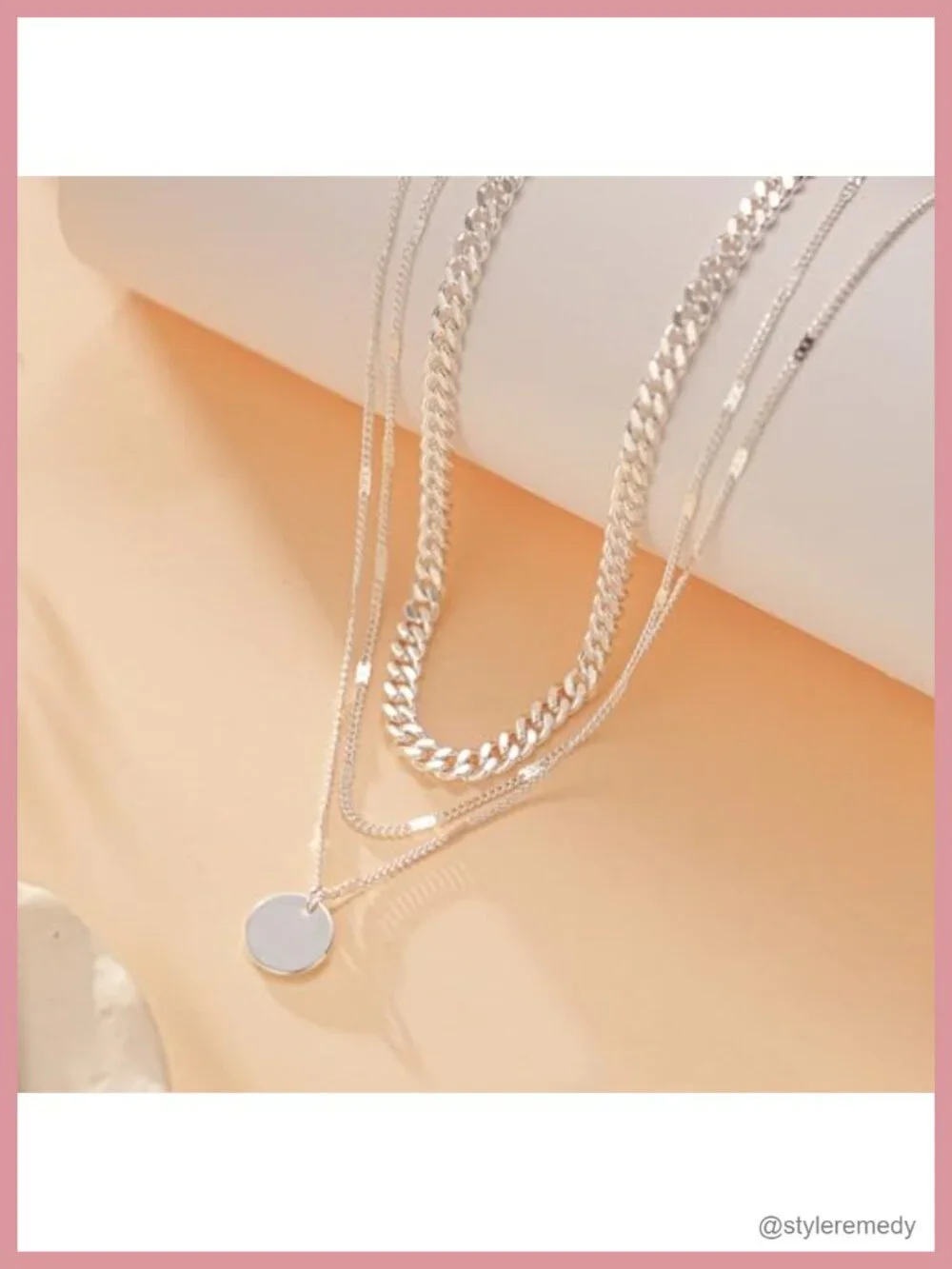 14K Gold Plated Dainty Layered Necklace Set Cuban Herringbone Paperclip Pendant